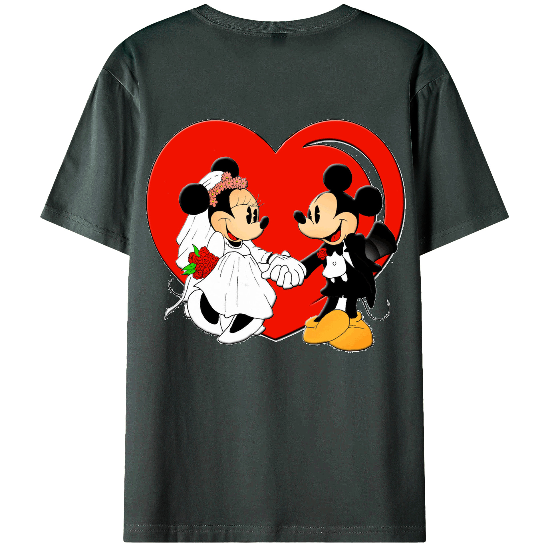 ミッキーマウス Mickey Mouse 綿100％ メンズ半袖Tシャツ（バックプリント） 通気性